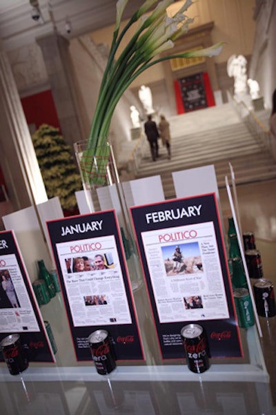 Hargrove created signage for the event featuring Politico print-edition covers from each month of the year.