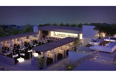 The open rooftop holds 250 and has a separate V.I.P. section for 40. The area has 360-degree views.