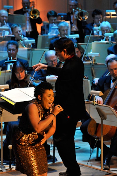 Former American Idol finalist Melinda Doolittle sang three Christmas songs with the Pops orchestra.