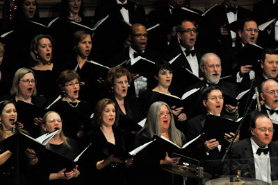 The choir accompanied the orchestra and led guests in an end-of-show Christmas sing-along.