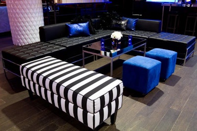 Stripes with white accents popped against solid blues and blacks.