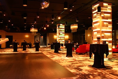 The lighting inside the decorative concrete columns can be programmed with a variety of colors and special effects.