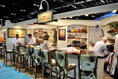 Many of the apparel companies created makeshift stores and added seating and tabletops to accommodate order writing.