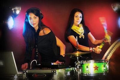 On the Double is a high-energy act with Atsumi on percussion and DJ Ashley playing songs and serving as M.C.