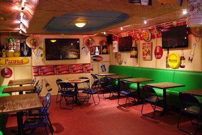 A semiprivate back room at Paradise Cantina can be separated from the main space with a curtain.
