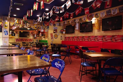 A raised area in the center of Paradise Cantina can hold 100.