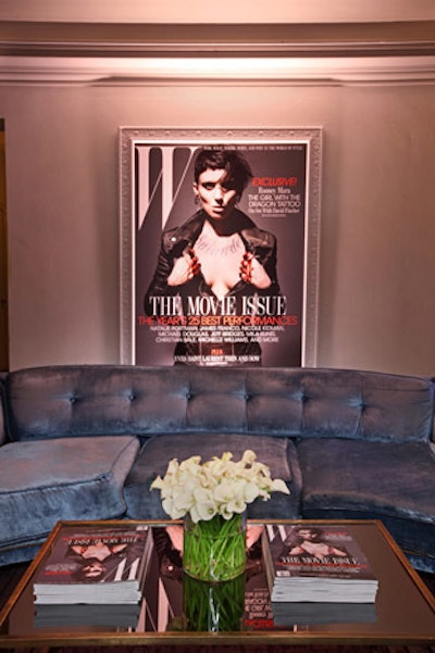 W magazine hosted a new event on the Globes landscape, a party at the Chateau Marmont on Friday night. Caravents produced the event, where W revealed its February issue. Caravents blew up the cover, and placed it in an ornate white lacquer frame, hung residential-style on the wall. The cover art was the centerpiece of the interior room. DJ Michelle Pesce entertained a crowd including Annette Bening and Warren Beatty, Tom Cruise and Katie Holmes, and the Coen brothers.