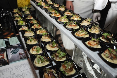 Bar Dupont served individual scallops with parsnip puree topped with caper and pancetta butter along with an assortment of gelatin sweets and mini chocolate macaroons.