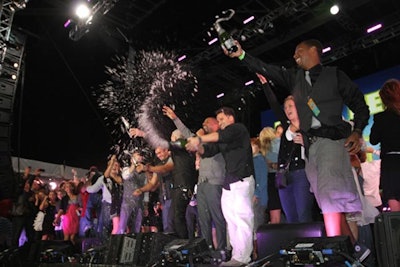 At midnight during Jam on the Sand, the festival's organizers joined DJ Irie and others onstage for a champagne toast.