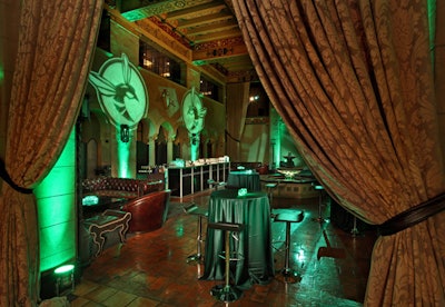 Green Hornet logo gobos decked the walls of the party space.
