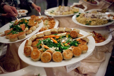The seafood-heavy buffet included halibut cakes to pair with white wines.