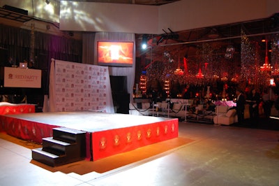 Event organizers wrapped a stage in the Raptors logo.