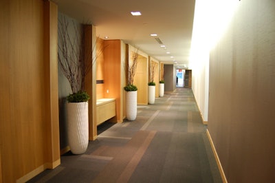The third-floor corridor, outside the hotel's meeting and function rooms, can be used as a breakout spot for lunch.