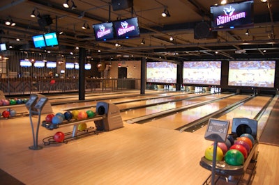 The main floor of the Ballroom includes 10 tenpin bowling lanes.