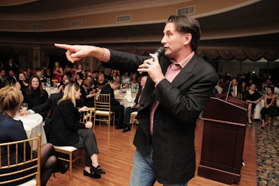 Billy Baldwin was an electrifying auctioneer at the Midwinter Night's Dream, raising $99,000 in just five minutes during the lightning round.