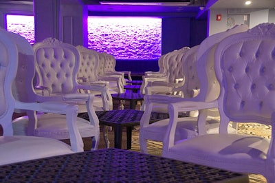 King Louis-style chairs line the bar area in the main lounge.