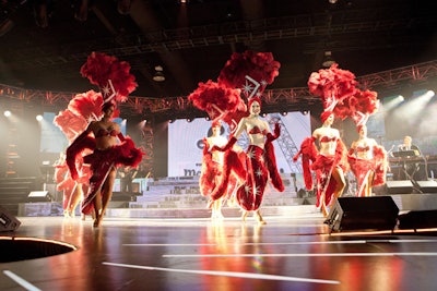 Traditional Las Vegas showgirls were also part of the entertainment.