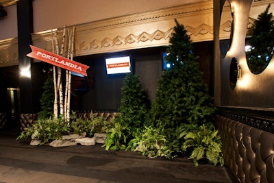 The event used the Edison Ballroom's second floor to house the red carpet arrivals. The level was decorated with Portlandia-inspired accessories.