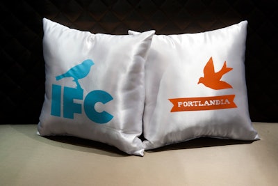 The producers also tied IFC's logo into the thematic look for the evening, decorating pillows with the network's emblem and bird shapes.