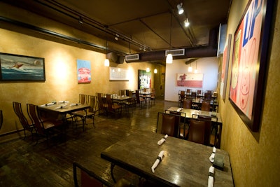 The walls of the bistro highlight local art courtesy of the 17 adjoining galleries.