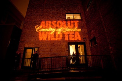 A vibrant gobo topped the side entrance of Venue One, where guests began forming a line before the event began.