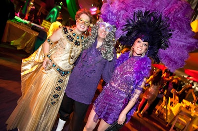 Guests, including Big Brothers Big Sisters of Massachusetts Bay C.E.O. Wendy Foster (left), played up the night's theme in Mardi Gras costumes.