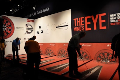 Callaway decorated its putting area with dartboards to highlight its new D.A.R.T. putter.
