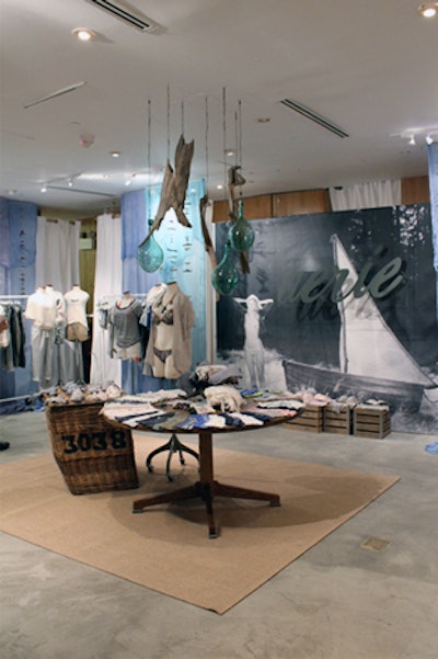 The breakfast presentation displayed looks from Aerie, showcasing a new, softer palette for the underwear and intimates collection amid wooden crates, wicker baskets, and strung-up driftwood.