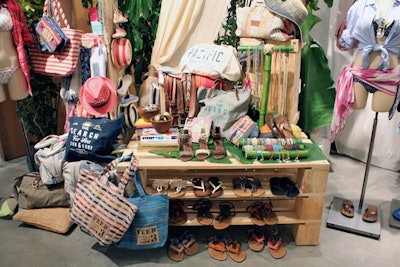 In addition to dressing mannequins with bags, shoes, and jewelry, the retailer used a dedicate vignette to show off the full range of its summer accessories.