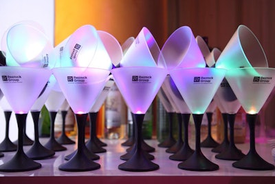 Reznick Group served a Winter Pear Fizztini cocktail, made with vodka, club soda, and a splash of pear juice, in flashing martini glasses.