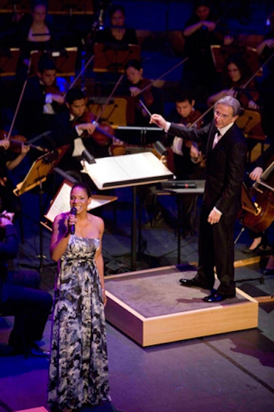 Following dinner, guests reentered the atrium hall for a performance from Broadway singer and television actress Audra McDonald.