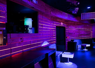 Both the interior rooms have DJ booths.