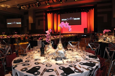 The decor included three different table settings, pinspotted from above.