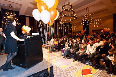 Youth Design founder Denise Korn spoke to guests in the Liberty Hotel's ballroom about the summer internship program she began for inner-city high school students.