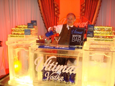 Sponsor Ultimat Vodka blended function and decor with an ice martini bar.