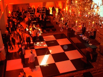 The Taj's black-and-white floor and chandeliers set the backdrop for a Boston-meets-Vegas party.