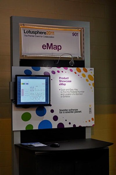 Product showcase eMap kiosks on the exhibit floor helped attendees find specific sponsors or exhibitors.