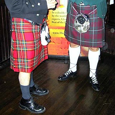 Guests donned kilts rented from Pipers Cove for the Glenrothes and Glengoyne Scotch promotional dinner.