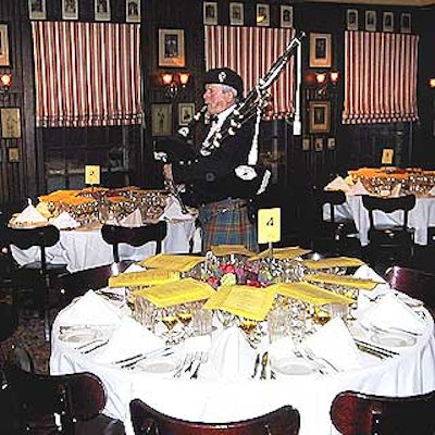 Bagpipe player Jock Nisbet played in the Lambs Room in Keens Steakhouse, a Midtown English restaurant with one of the largest selections of single-malt Scotches in the country.
