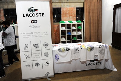 Dubbed 'The Coolest Athletes of All Time,' GQ's by-invite event was sponsored by Lacoste and Cadillac. At a make-your-own T-shirt bar, guests could choose from several designs that included the magazine's logo. The event took place at Hickory Street Annex in Dallas.