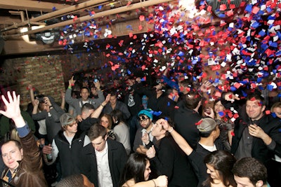 Confetti fell from the ceiling as the crowd in Chicago danced.