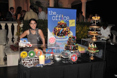 The Office Cake served chocolate chip cake at its dessert station.