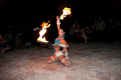 Fire dancers from Flowing Arts Movement entertained guests on the patio.