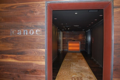 Engineered walnut flooring was installed in the 65-seat private dining area.