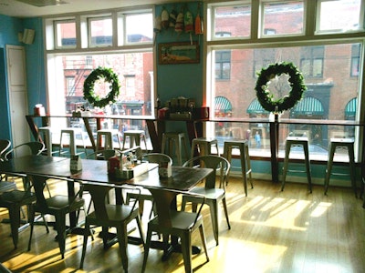 The floor-to-ceiling windows overlook bustling M Street.