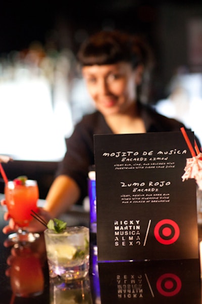The tropical Latin motif extended to the drink menu, which included mojitos made with Bacardi Limón.