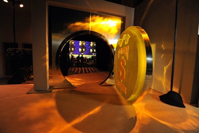 A bank-vault-style doorway served as the entrance to the party space for Cash Money Records' pre-Grammy party at the Lot.