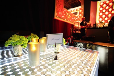 Gold coins filled clear tabletops.