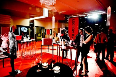 The evening's red and white decor scheme was on display in the silent-auction area.