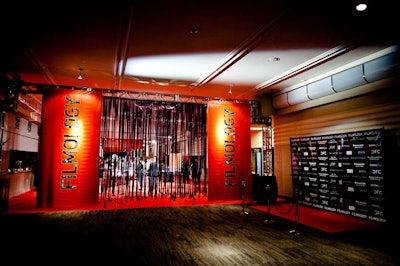 Repurposed film reels served as decor at the gala's main entrance.